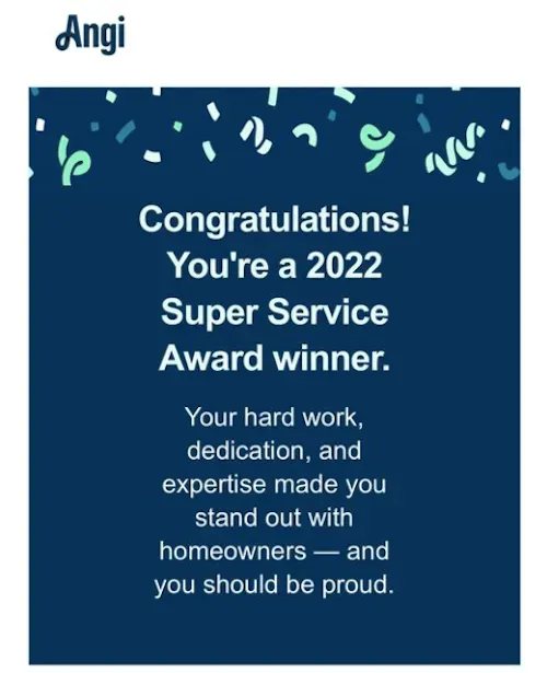 Angi Super Service Award Winner