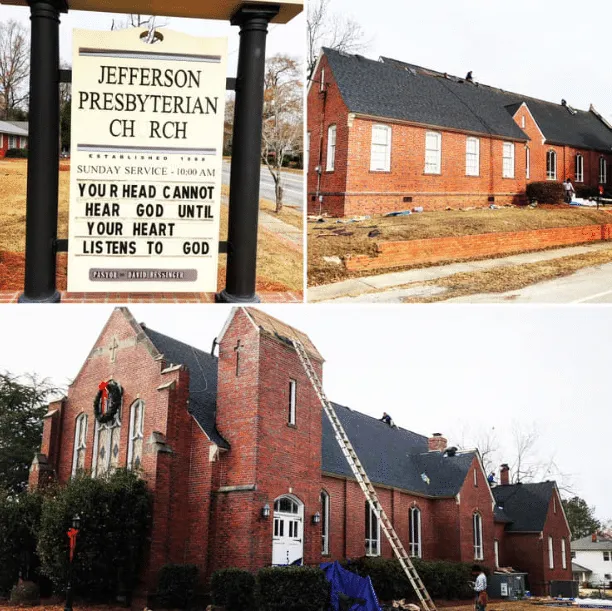 Church roof before after